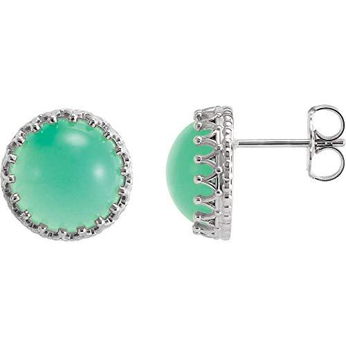 【並行輸入品】Solid 925 Sterling Silver 10mm Round Chrysoprase Stud Earringsの画像
