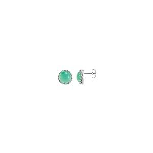 【並行輸入品】Solid 925 Sterling Silver 10mm Round Chrysoprase Stud Earringsの画像