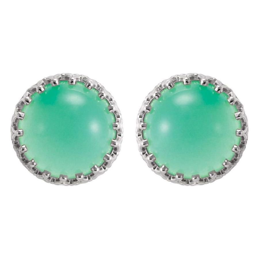 【並行輸入品】Solid 925 Sterling Silver 10mm Round Chrysoprase Stud Earringsの画像