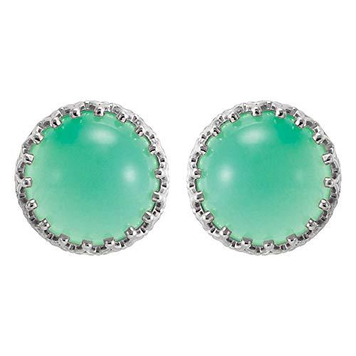 【並行輸入品】Solid 925 Sterling Silver 10mm Round Chrysoprase Stud Earringsの画像