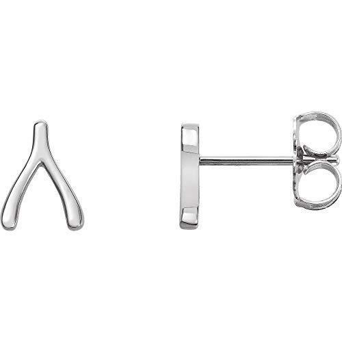 【並行輸入品】ウィッシュボーンスタッドピアス (7.8mm x 6mm), シルバー Solid 925 Sterling Silver Wisの画像