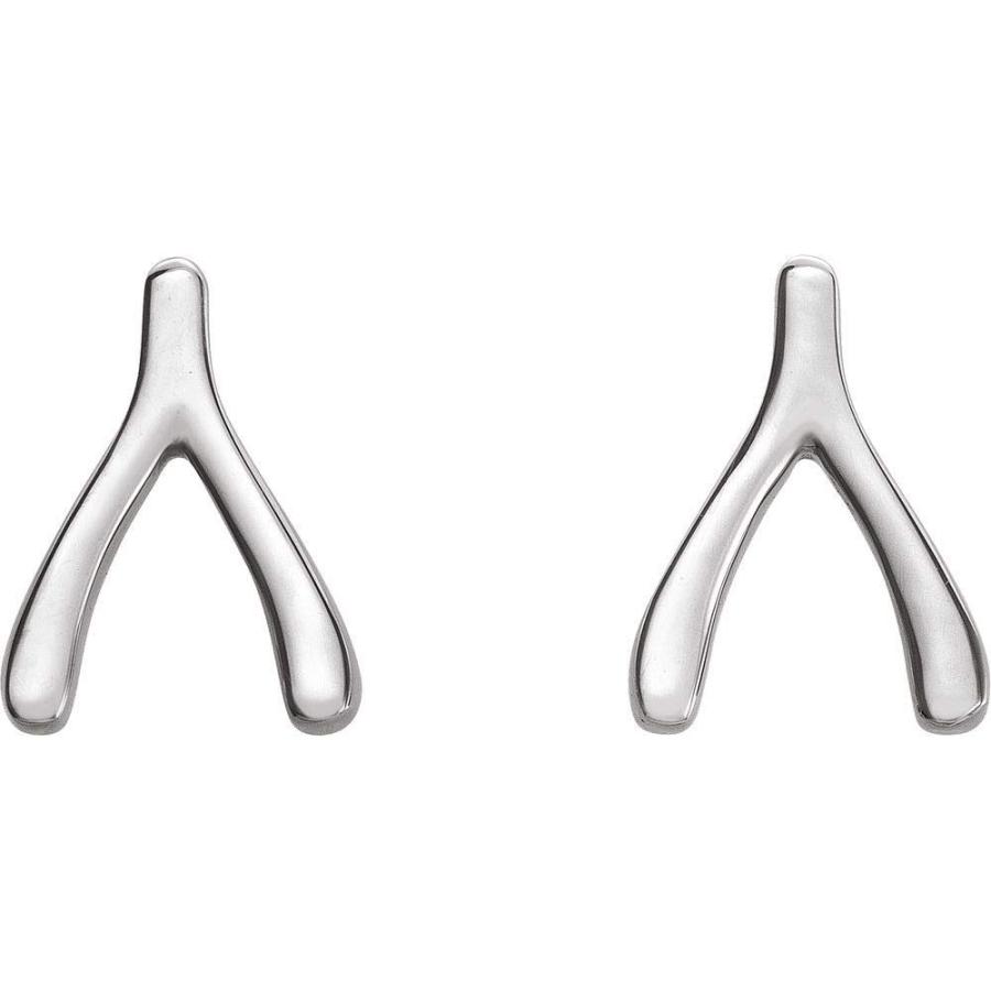 【並行輸入品】ウィッシュボーンスタッドピアス (7.8mm x 6mm), シルバー Solid 925 Sterling Silver Wisの画像