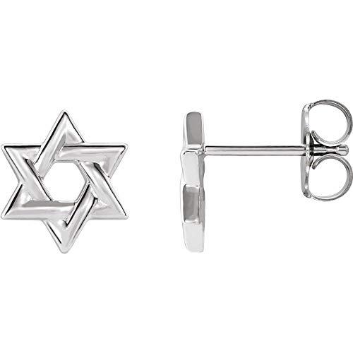 【並行輸入品】ダビデの星 スタッドピアス (9.5mm x 9.5mm), シルバー, 適用なし Solid 925 Sterling Silvの画像