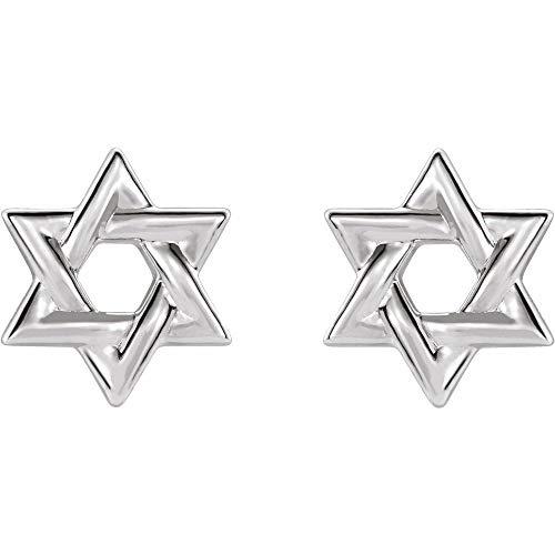【並行輸入品】ダビデの星 スタッドピアス (9.5mm x 9.5mm), シルバー, 適用なし Solid 925 Sterling Silvの画像