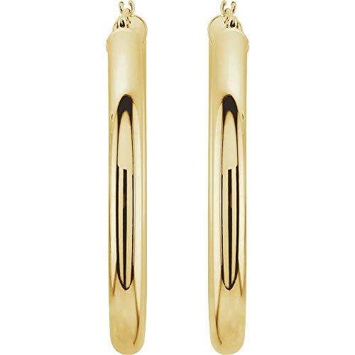 【並行輸入品】Solid 14k Yellow Gold 20mm Tube Hoop Earrings (20mm x 4mm)の画像