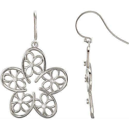 【並行輸入品】Solid 925 Sterling Silver 1/6 Cttw Diamond Floral Inspired Floweの画像