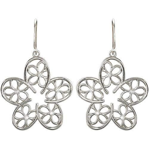 【並行輸入品】Solid 925 Sterling Silver 1/6 Cttw Diamond Floral Inspired Floweの画像