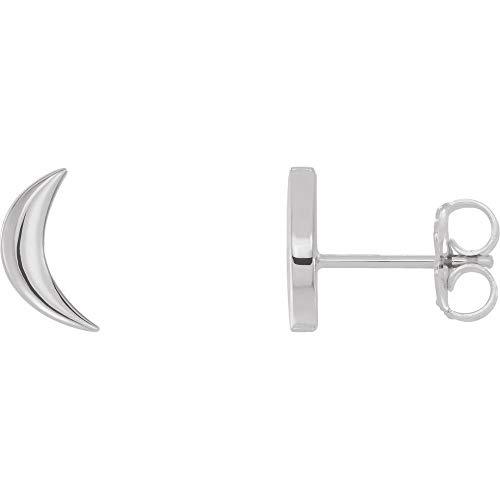 【並行輸入品】三日月スタッドピアス (幅=4.8mm), スターリングシルバー Solid 925 Sterling Silver Cresceの画像