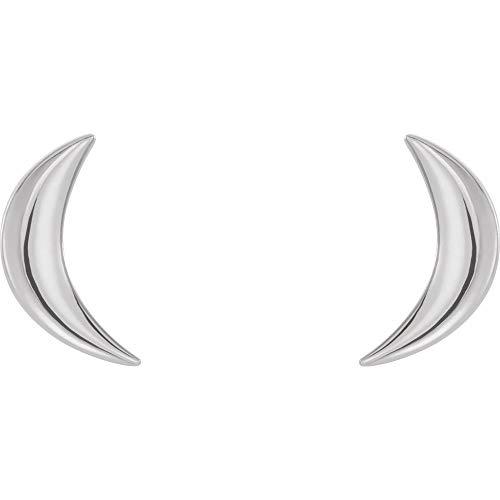 【並行輸入品】三日月スタッドピアス (幅=4.8mm), スターリングシルバー Solid 925 Sterling Silver Cresceの画像