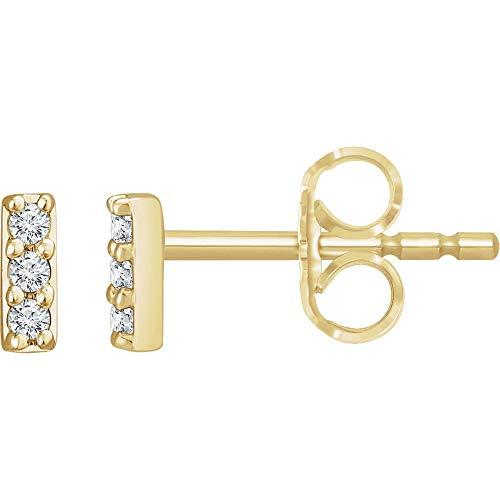 【並行輸入品】Solid 14k Yellow Gold .05 Cttw Diamond Bar Stud Earrings (4.6mmの画像