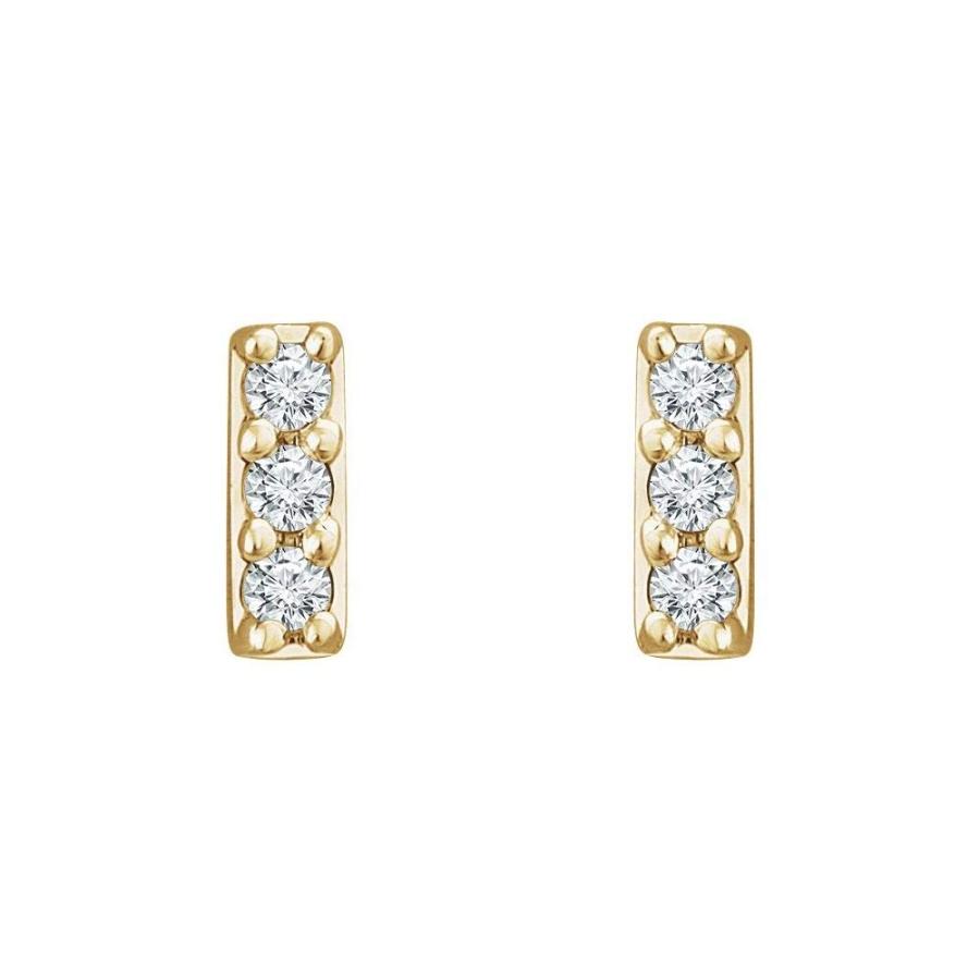 【並行輸入品】Solid 14k Yellow Gold .05 Cttw Diamond Bar Stud Earrings (4.6mmの画像