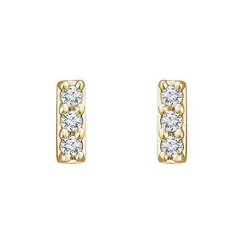 【並行輸入品】Solid 14k Yellow Gold .05 Cttw Diamond Bar Stud Earrings (4.6mmの画像