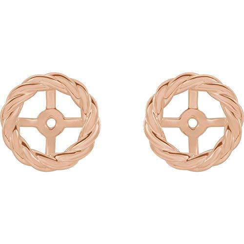 【並行輸入品】Solid 14k Rose Gold Rope Earring Jackets (Width = 11.6mm)の画像