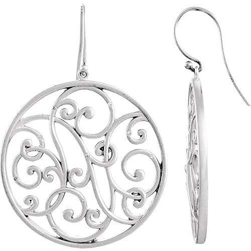 【並行輸入品】Solid 925 Sterling Silver 1/10 Cttw Diamond Scroll Earrings (54mの画像