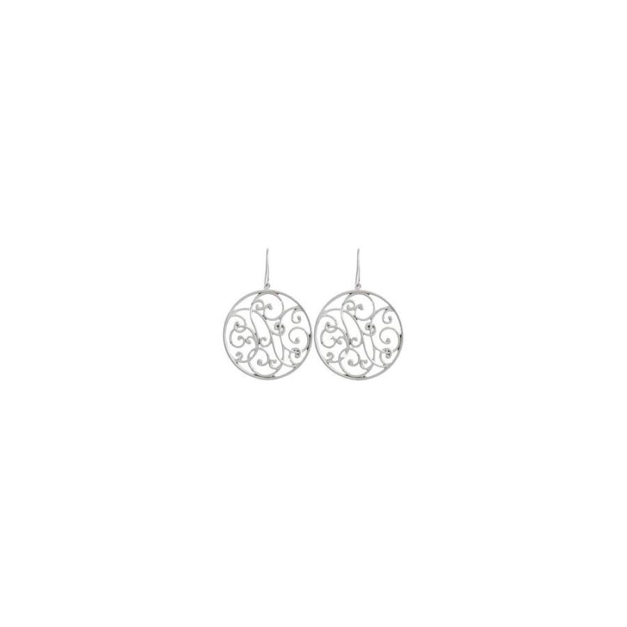 【並行輸入品】Solid 925 Sterling Silver 1/10 Cttw Diamond Scroll Earrings (54mの画像