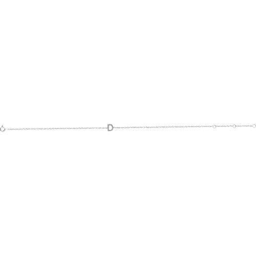 【並行輸入品】.06カラット ダイヤモンド アルファベット イニシャル文字 D 6 7インチ ブレスレット (幅=7.1mm), ホワイトゴールの画像
