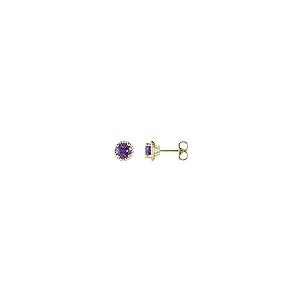 【並行輸入品】Solid 14k Yellow Gold Amethyst Rope Stud Earrings (6.7mm x 6.7mmの画像