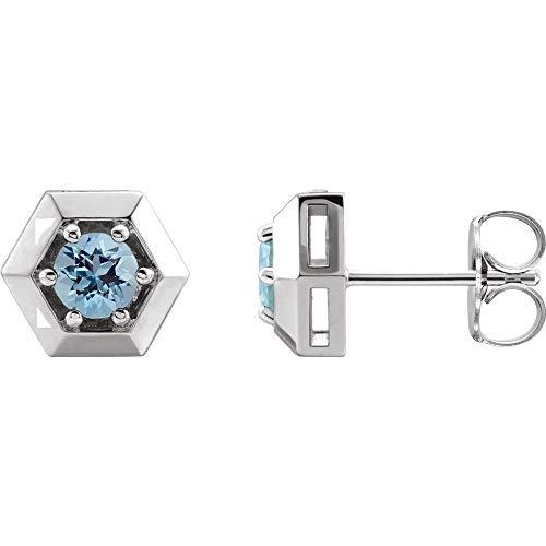 【並行輸入品】Solid 925 Sterling Silver Aquamarine Geometric Facet Triangle Stの画像