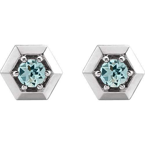 【並行輸入品】Solid 925 Sterling Silver Aquamarine Geometric Facet Triangle Stの画像