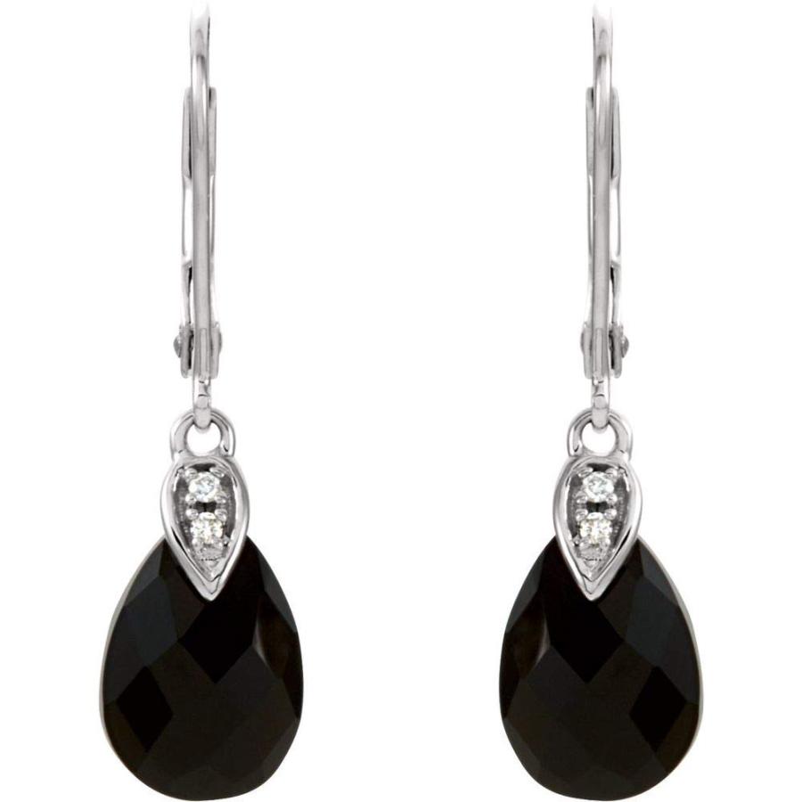 【並行輸入品】Solid 14k White Gold Onyx and .025 Cttw Diamond Earrings (Widthの画像