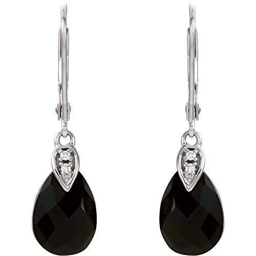【並行輸入品】Solid 14k White Gold Onyx and .025 Cttw Diamond Earrings (Widthの画像