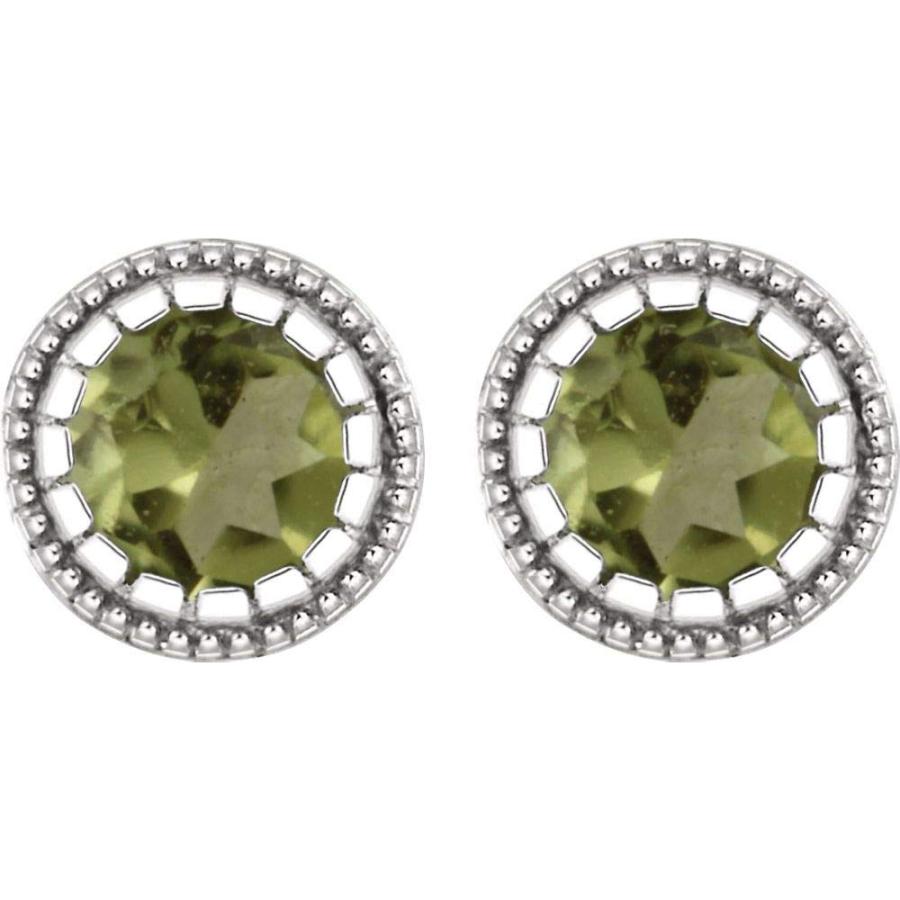 【並行輸入品】Solid 14k White Gold Peridot "August" Birthstone Stud Earrings (の画像