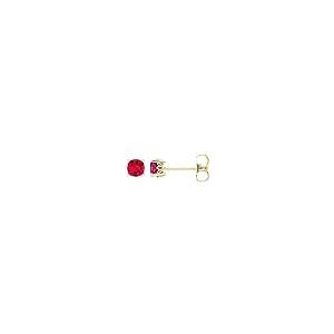 【並行輸入品】Solid 14k Yellow Gold Lab Created Ruby Stud Earringsの画像