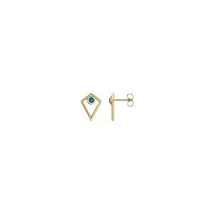 【並行輸入品】スタッドピアス (14mm x 10mm)。, ゴールド, ターコイズ Solid 14k Yellow Gold Turquoiの画像