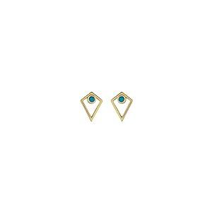 【並行輸入品】スタッドピアス (14mm x 10mm)。, ゴールド, ターコイズ Solid 14k Yellow Gold Turquoiの画像