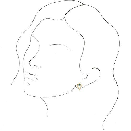 【並行輸入品】スタッドピアス (14mm x 10mm)。, ゴールド, ターコイズ Solid 14k Yellow Gold Turquoiの画像