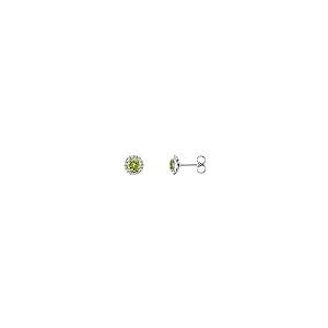 【並行輸入品】Solid 925 Sterling Silver Peridot and 1/6 Cttw Diamond Stud Earrの画像