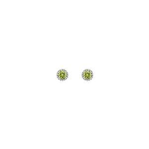 【並行輸入品】Solid 925 Sterling Silver Peridot and 1/6 Cttw Diamond Stud Earrの画像