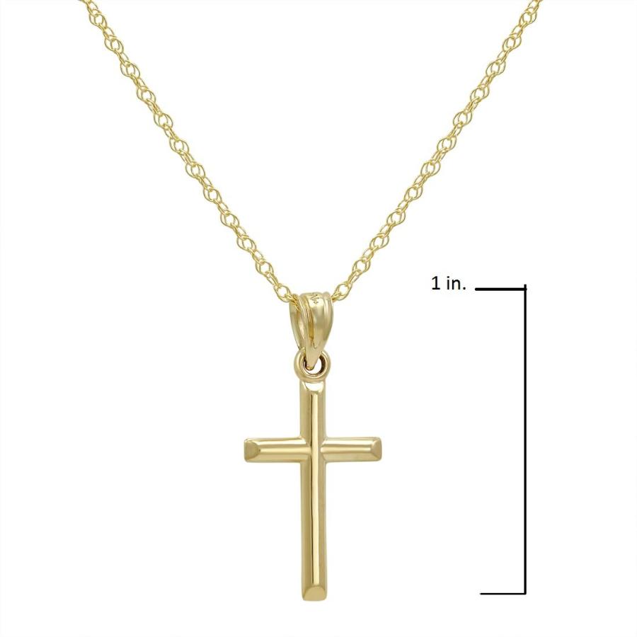 【並行輸入品】14K ゴールド クロス ペンダント ネックレス 14K ゴールド チェーン (18または20インチ) Amanda Rose C_9