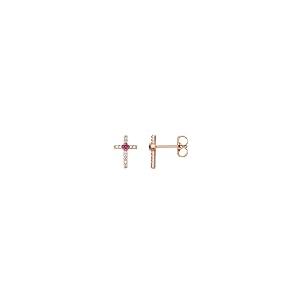 【並行輸入品】ダイヤモンド 十字架 スタッドピアス, ゴールド, トルマリン ダイヤモンド Solid 14k Rose Gold Pink Tの画像
