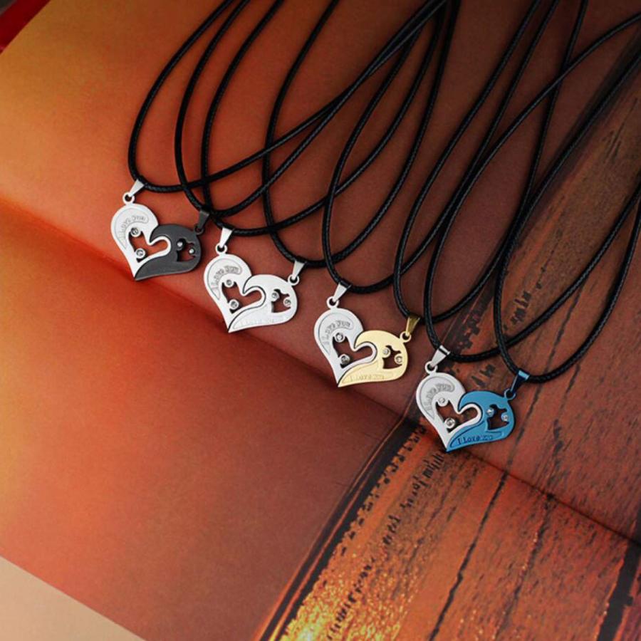 【並行輸入品】shiYsRL Women Necklace Pendant， 2Pcs/Set I Love You Rhinestone I_3