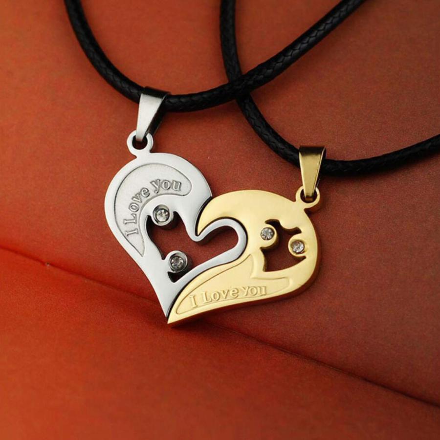 【並行輸入品】shiYsRL Women Necklace Pendant， 2Pcs/Set I Love You Rhinestone I_6