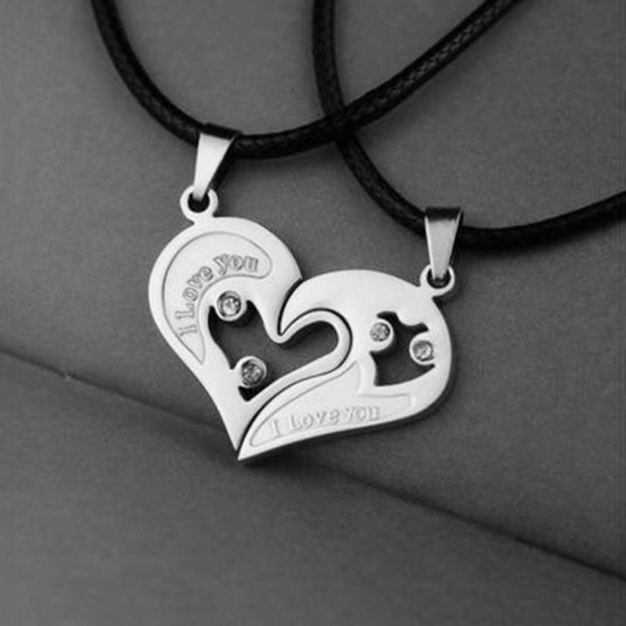 【並行輸入品】shiYsRL Women Necklace Pendant， 2Pcs/Set I Love You Rhinestone I_9