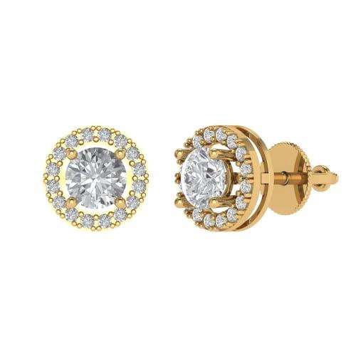 【並行輸入品】1.7 ct Brilliant Round Cut Halo Solitaire VVS1 Moissanite Pair oの画像