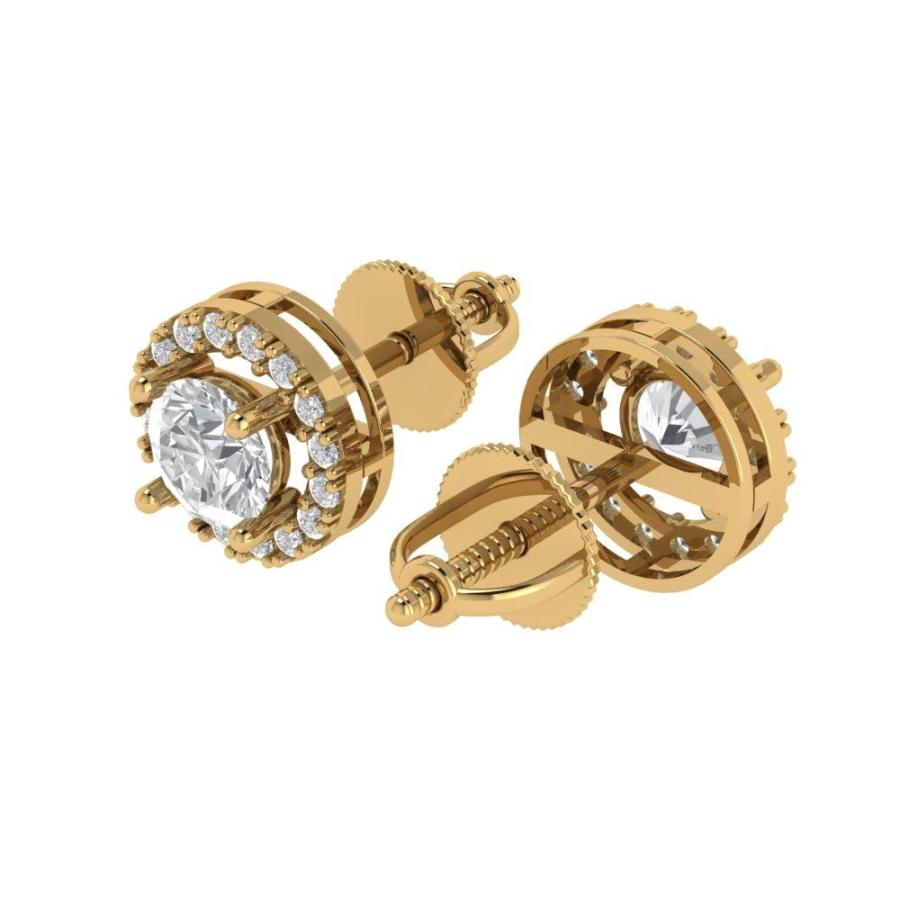 【並行輸入品】1.7 ct Brilliant Round Cut Halo Solitaire VVS1 Moissanite Pair oの画像