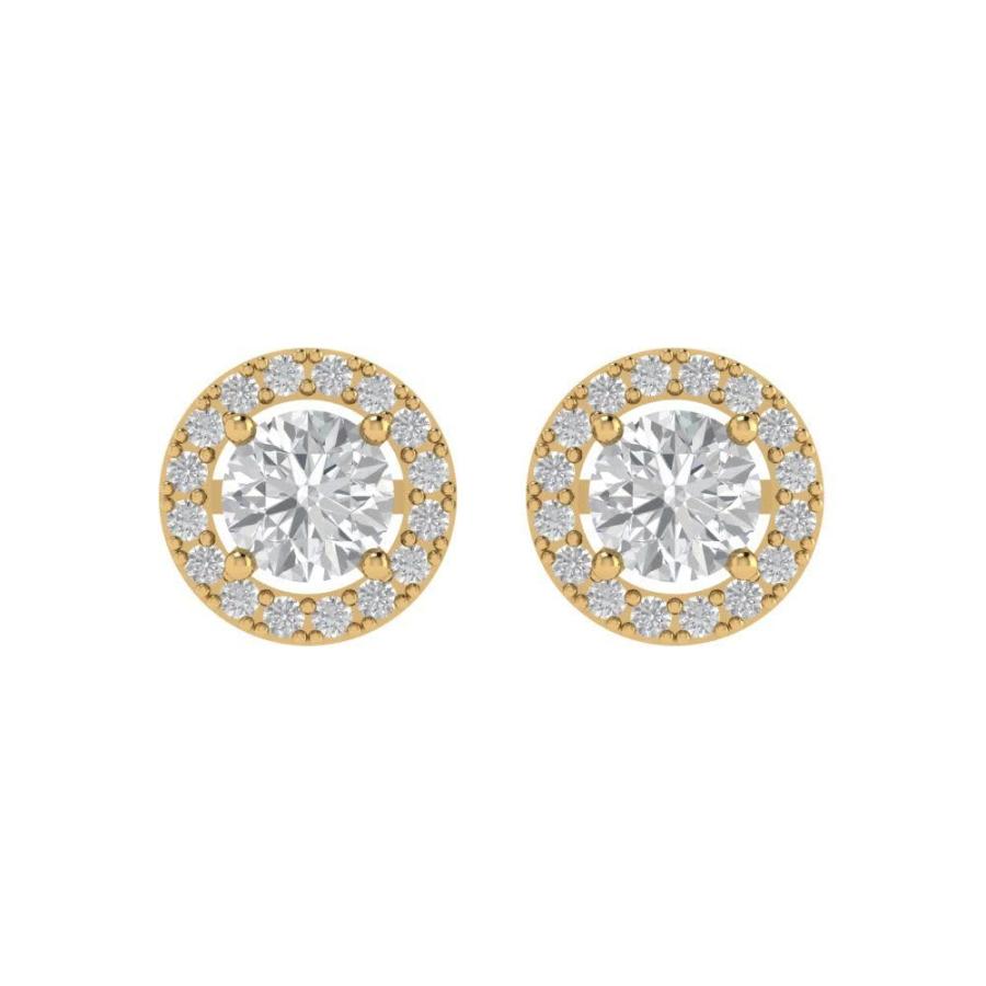 【並行輸入品】1.7 ct Brilliant Round Cut Halo Solitaire VVS1 Moissanite Pair oの画像