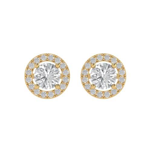 【並行輸入品】1.7 ct Brilliant Round Cut Halo Solitaire VVS1 Moissanite Pair oの画像