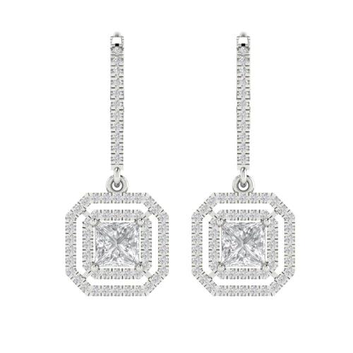 【並行輸入品】3.27CT Princess Round Cut Double Halo Solitaire VVS1 Moissaniteの画像