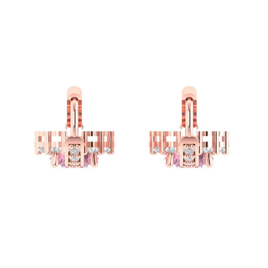 【並行輸入品】3.55 ct Round Cut Halo Solitaire VVS1 Pink Simulated Diamond Paiの画像