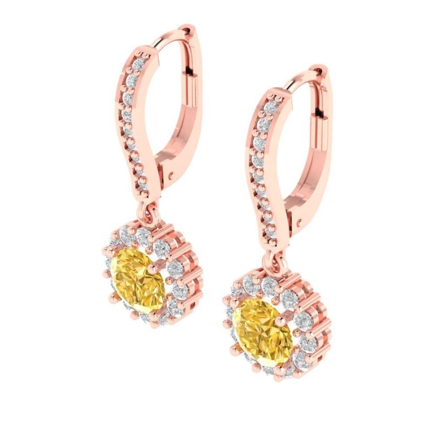 【並行輸入品】3.65 ct Round Cut Halo Solitaire VVS1 Yellow Simulated Diamond Pの画像