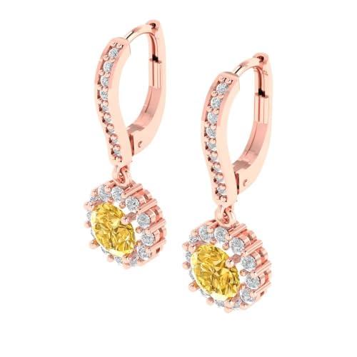 【並行輸入品】3.65 ct Round Cut Halo Solitaire VVS1 Yellow Simulated Diamond Pの画像