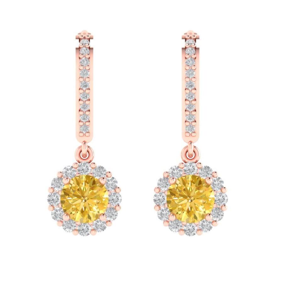【並行輸入品】3.65 ct Round Cut Halo Solitaire VVS1 Yellow Simulated Diamond Pの画像