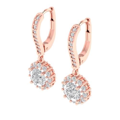 【並行輸入品】3.55 ct Brilliant Round Cut Halo Drop Dangle Genuine VVS1 Clearの画像