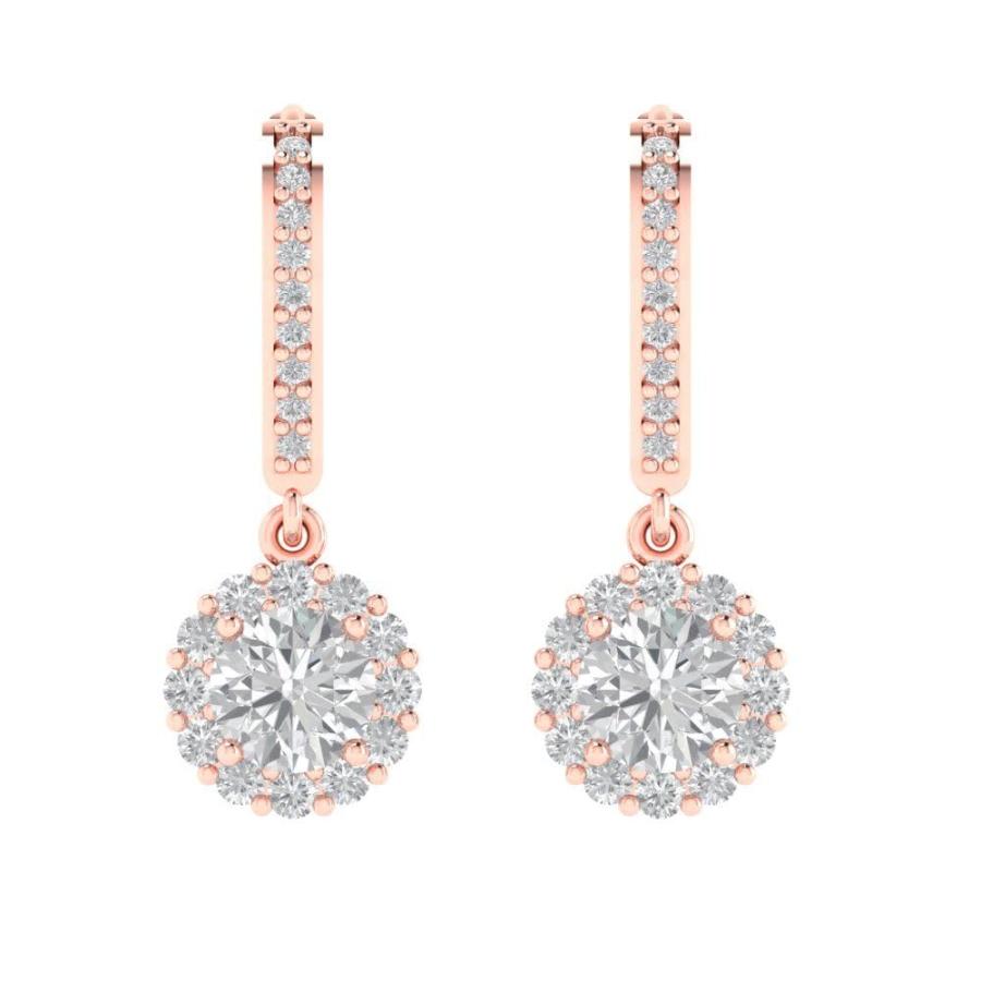 【並行輸入品】3.55 ct Brilliant Round Cut Halo Drop Dangle Genuine VVS1 Clearの画像