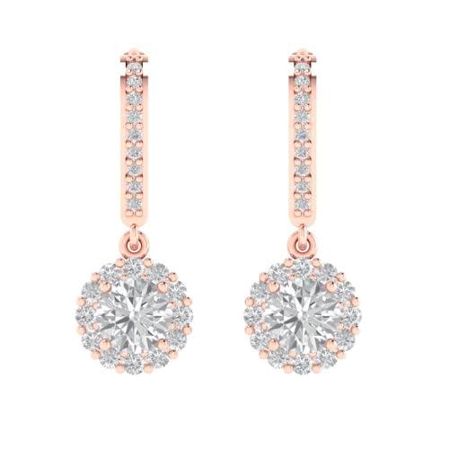 【並行輸入品】3.55 ct Brilliant Round Cut Halo Drop Dangle Genuine VVS1 Clearの画像