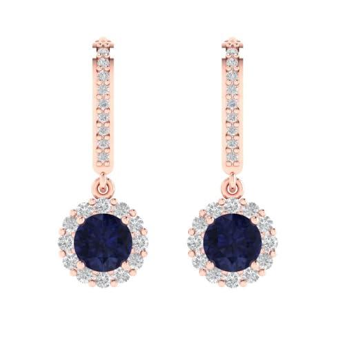 【並行輸入品】3.55 ct Round Cut Halo Solitaire VVS1 Simulated Blue Sapphire Paの画像